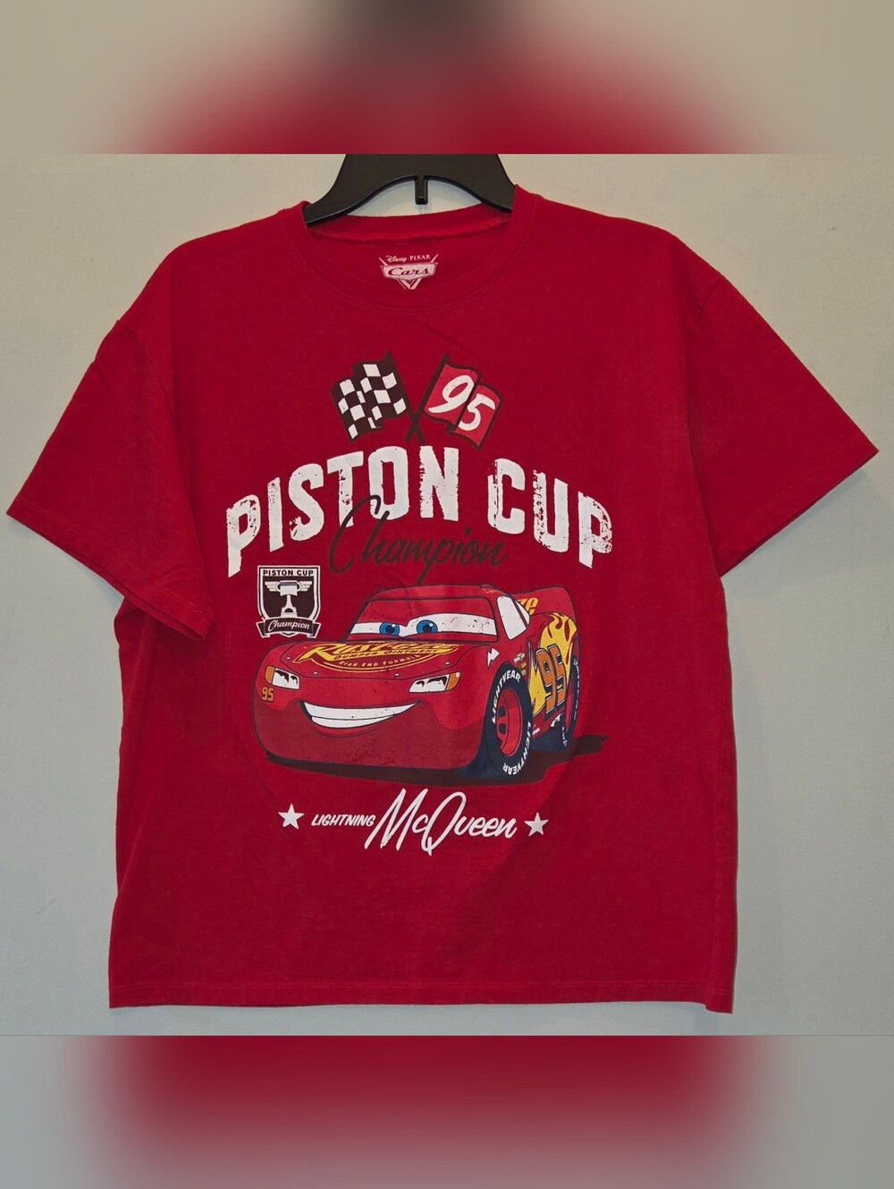 Disney Pixar Cars Lightning McQueen Piston Cup Womens Oversized Tee